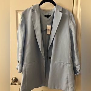 Ann taylor light blue long light weight blazer/jacket
